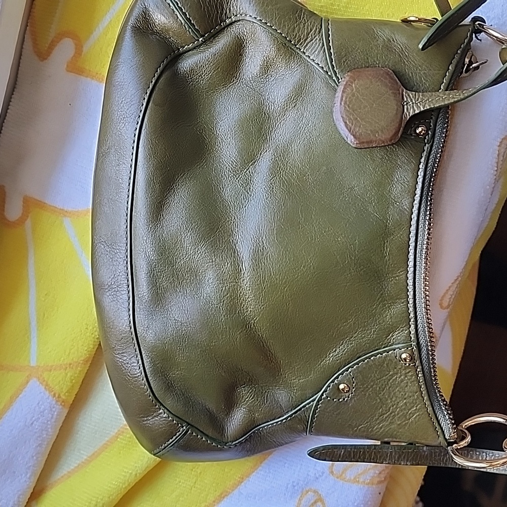 GUC- VTG DKNY Y2K Olive Green Leather Hobo Bag with Dust Bag - Picture 11 of 11